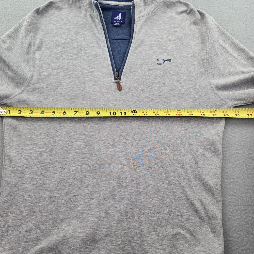 Johnnie O Sully Sweater Mens Small Heathered Gray Cotton Embroidered Quarter Zip